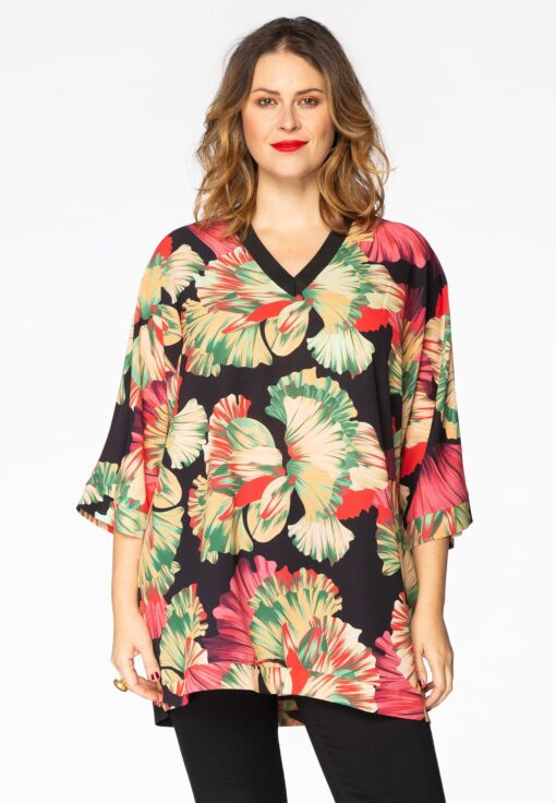 Yoek Blouse wijd CASSIS | Rood | Maat 42/44