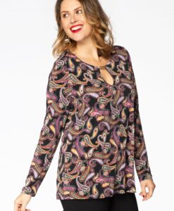 Yoek Shirt relax PAISLEY | Zwart | Maat 42/44