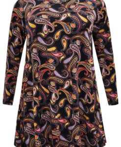 Yoek Tuniek wide bottom PAISLEY | Zwart | Maat 58/60