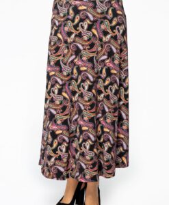 Yoek Lange rok PAISLEY | Zwart | Maat 54/56