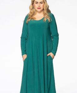 Yoek Jurk geplooid | Groen | Maat 42/44