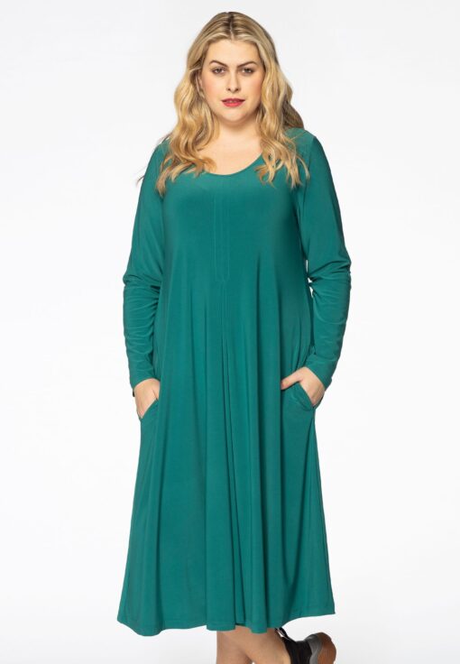 Yoek Jurk geplooid | Groen | Maat 42/44
