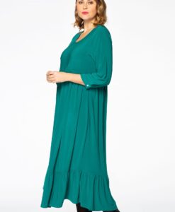 Yoek Jurk ruches | Groen | Maat 50/52