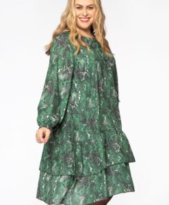 Yoek Jurk met ruches | Groen | Maat 38/40