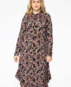 Yoek Jurk met kraag PAISLEY | Zwart | Maat 50/52