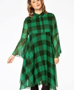 Yoek Jurk CARREAU | Groen | Maat 46/48