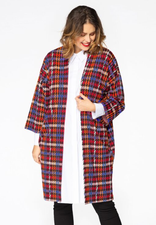 Yoek Cardigan CHECK | Rood | Maat 54/56