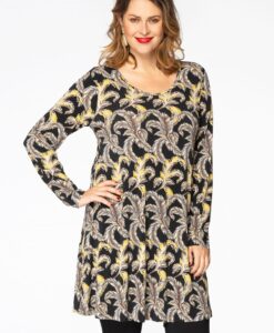 Yoek Tuniek wide bottom PLUME | Zwart | Maat 38/40