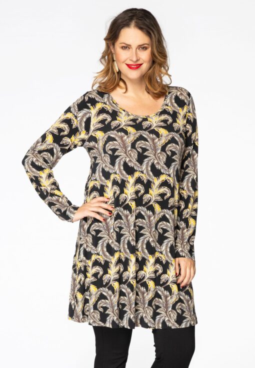 Yoek Tuniek wide bottom PLUME | Zwart | Maat 38/40