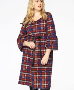 Yoek Jurk met strik CHECK | Rood | Maat 38/40