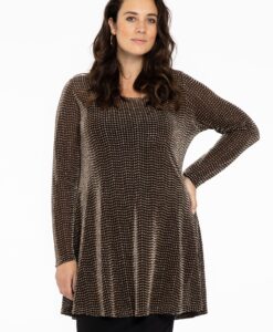 Yoek Tuniek wide bottom LUREX | Zwart | Maat 46/48