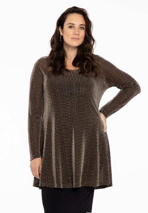 Yoek Tuniek wide bottom LUREX | Zwart | Maat 46/48