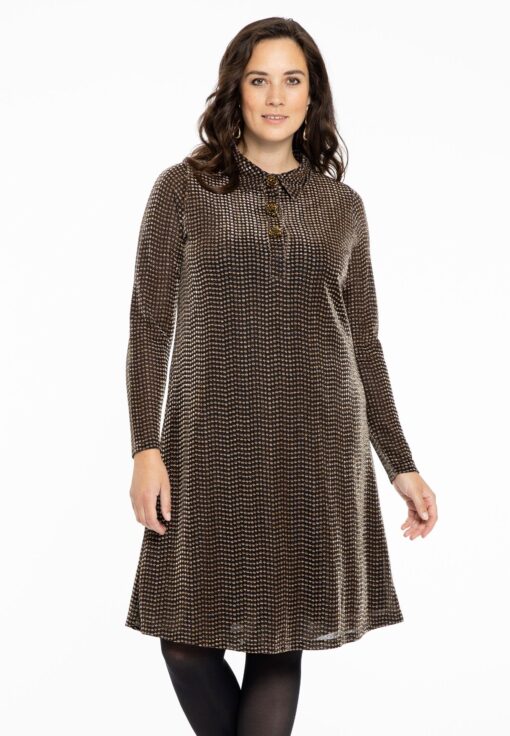 Yoek Jurk polo LUREX | Zwart | Maat 38/40