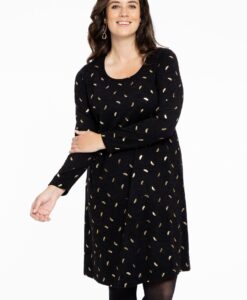 Yoek Jurk A-lijn FEATHER | Zwart | Maat 38/40