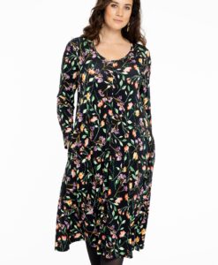 Yoek Jurk V-hals FLEUR | Zwart | Maat 58/60