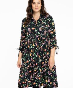 Yoek Jurk met ruches FLEUR | Zwart | Maat 50/52