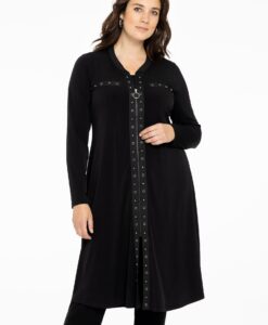 Yoek Cardi-jurk met oogjes | Zwart | Maat 42/44