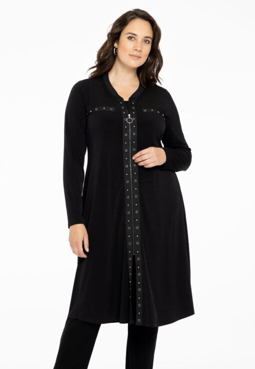 Yoek Cardi-jurk met oogjes | Zwart | Maat 42/44