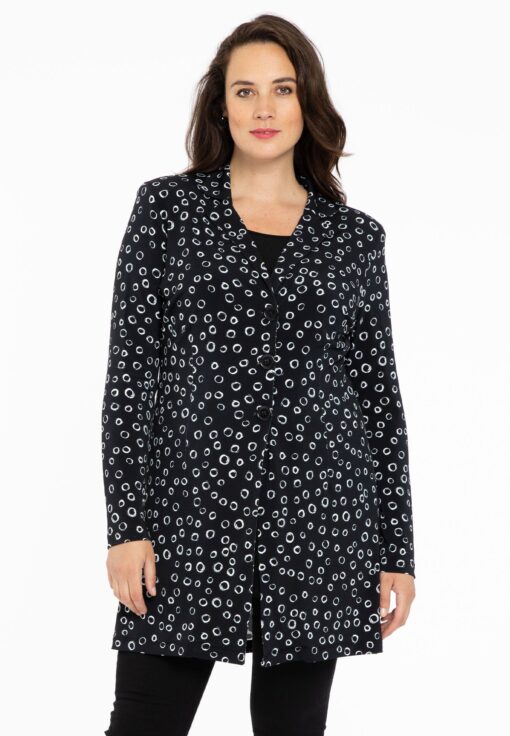Yoek Lange Blazer CIRCLES | Zwart | Maat 54/56