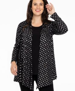 Yoek Cardigan kort SPOTS | Zwart | Maat 46/48
