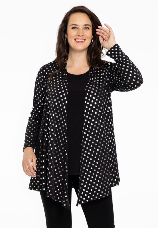 Yoek Cardigan kort SPOTS | Zwart | Maat 46/48