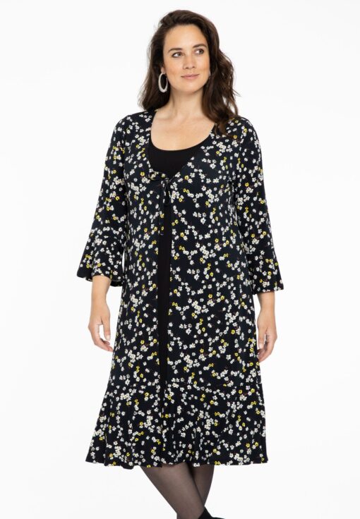 Yoek Cardigan met ruches DAISY | Zwart | Maat 58/60