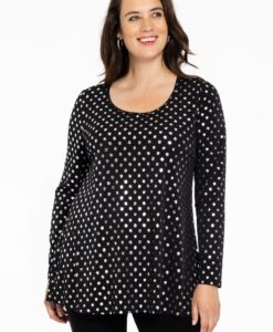 Yoek Tuniek flare SPOTS | Zwart | Maat 42/44