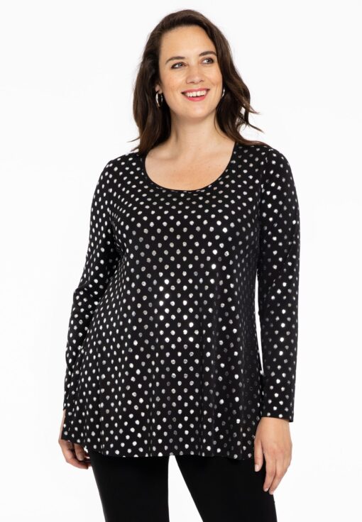 Yoek Tuniek flare SPOTS | Zwart | Maat 42/44