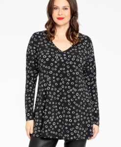 Yoek Tuniek flare CIRCLES | Zwart | Maat 38/40