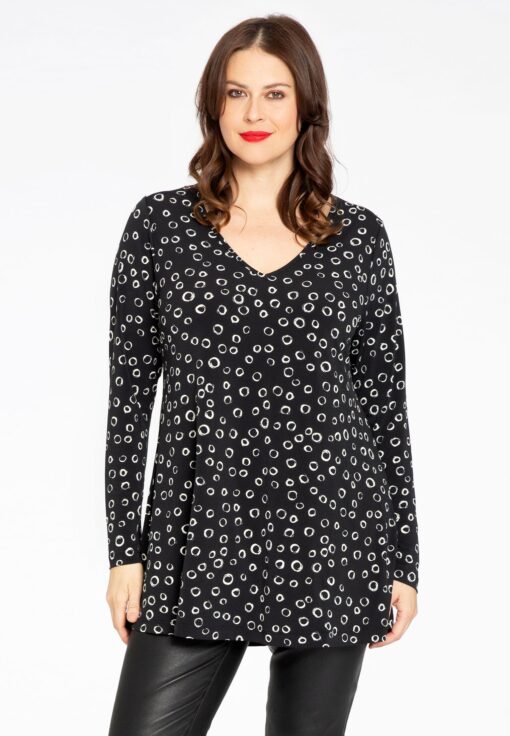 Yoek Tuniek flare CIRCLES | Zwart | Maat 38/40