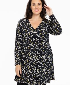 Yoek Tuniek V-hals DAISY | Zwart | Maat 54/56