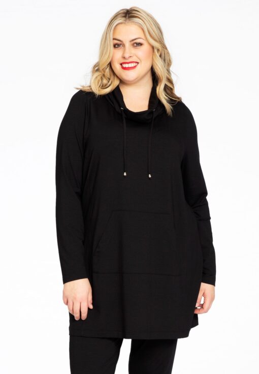 Yoek Shirt met zak LOUNGE | Zwart | Maat 38/40
