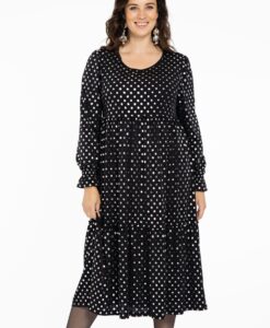 Yoek Jurk met ruches SPOTS | Zwart | Maat 38/40