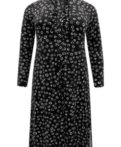Yoek Blouse-jurk CIRCLES | Zwart | Maat 46/48