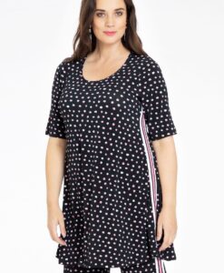 Yoek Tuniek wide bottom SPRINKLE stripe | Zwart | Maat 46/48