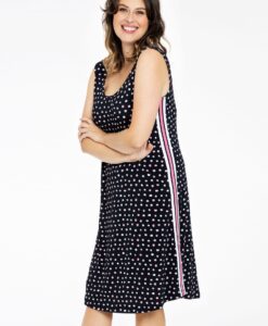 Yoek Mouwloze jurk SPRINKLE stripe | Zwart | Maat 42/44