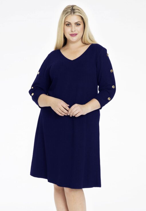 Yoek Jurk V-hals | Blauw | Maat 58/60