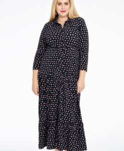 Yoek Jurk met stroken SPRINKLE | Zwart | Maat 38/40