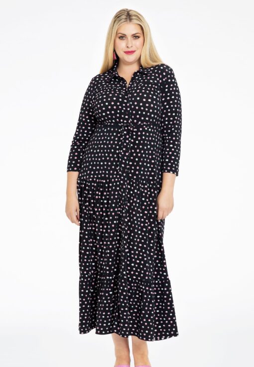 Yoek Jurk met stroken SPRINKLE | Zwart | Maat 38/40