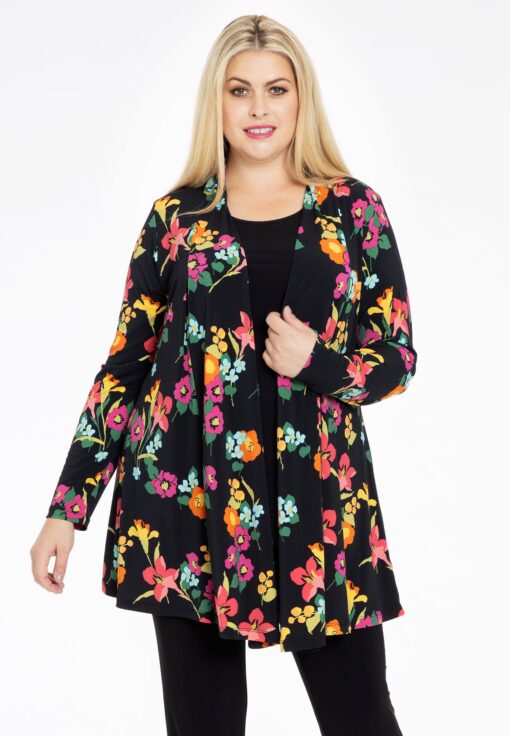 Yoek Cardigan BLOOMY | Zwart | Maat 54/56
