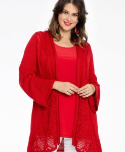 Yoek Cardigan AJOUR | Rood | Maat 50/52