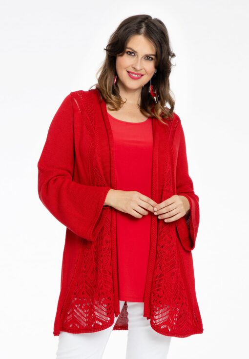 Yoek Cardigan AJOUR | Rood | Maat 50/52