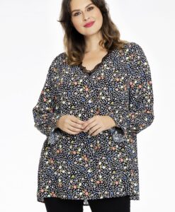 Yoek Tuniek FLOWER RAIN | Zwart | Maat 38/40
