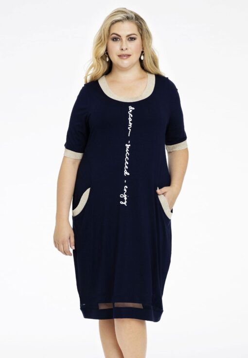 Yoek Jurk korte mouw ENJOY | Blauw | Maat 38/40