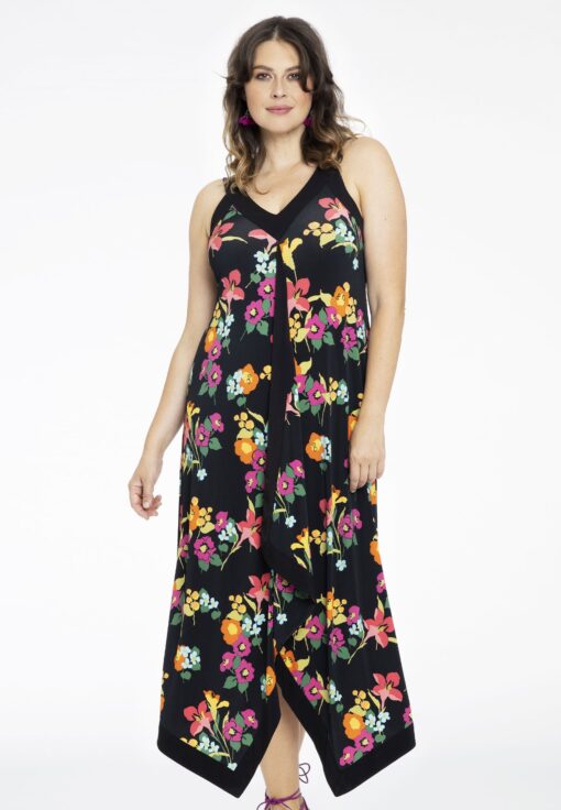 Yoek Jurk BLOOMY | Zwart | Maat 46/48