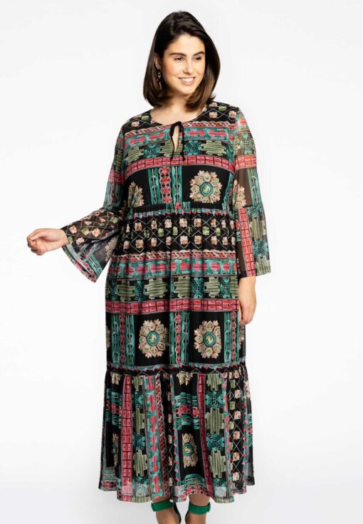 Yoek Jurk BOHO | Zwart | Maat 38/40