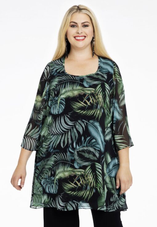 Yoek Tuniek wide bottom TROPICOOL | Zwart | Maat 38/40