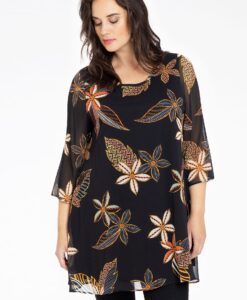 Yoek Tuniek wide bottom MAYFLOWER | Zwart | Maat 50/52
