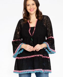 Yoek Tuniek met ruches | Zwart | Maat 38/40
