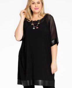 Yoek Tuniek wijd mousse/faux leather | Zwart | Maat 38/40